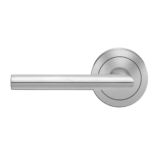 The Karcher Verona Left Handed Half Dummy Lever with Round 3 Piece Rosette in Satin Stainless Steel finish