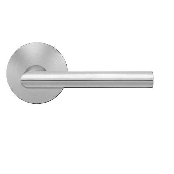 The Karcher Verona Privacy Lever with Round Plan Design Rosette - 2 ⅜″ Backset in Satin Stainless Steel finish