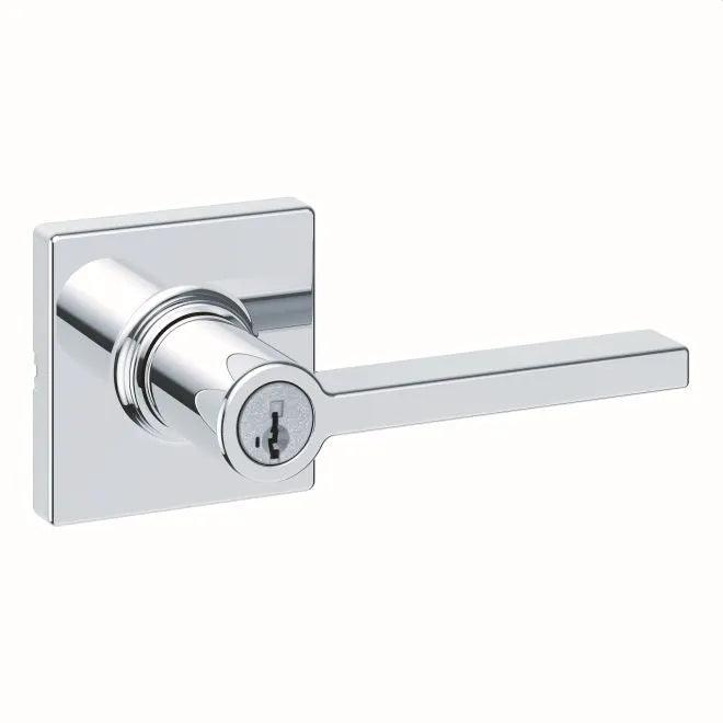 Kwikset Casey Lever With Square Rosette Polished Chrome