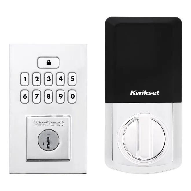 Kwikset Contemporary SmartCode Keypad Electronic Deadbolt SmartKey in Polished Chrome finish