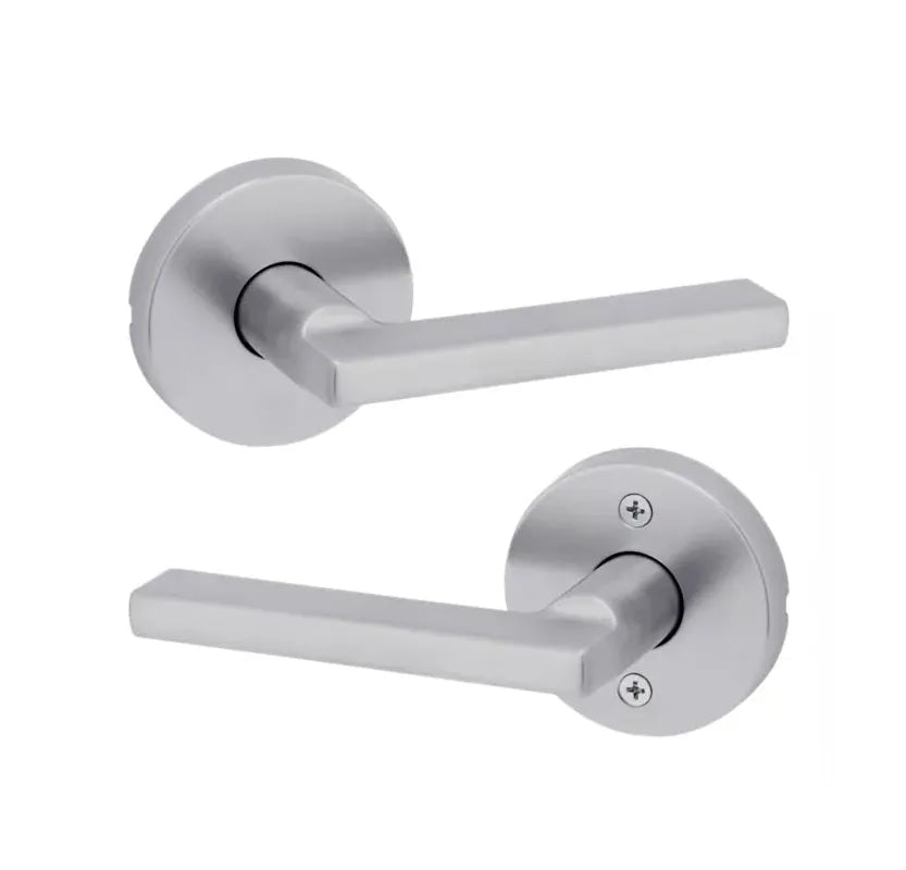 Kwikset Halifax Lever with Round Rosette Satin Chrome