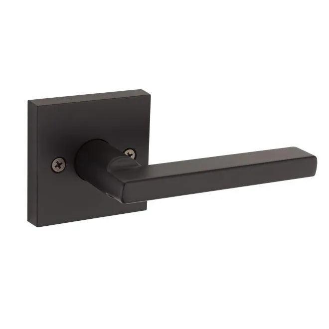 Kwikset Halifax Lever with Square Rosette Matte Black
