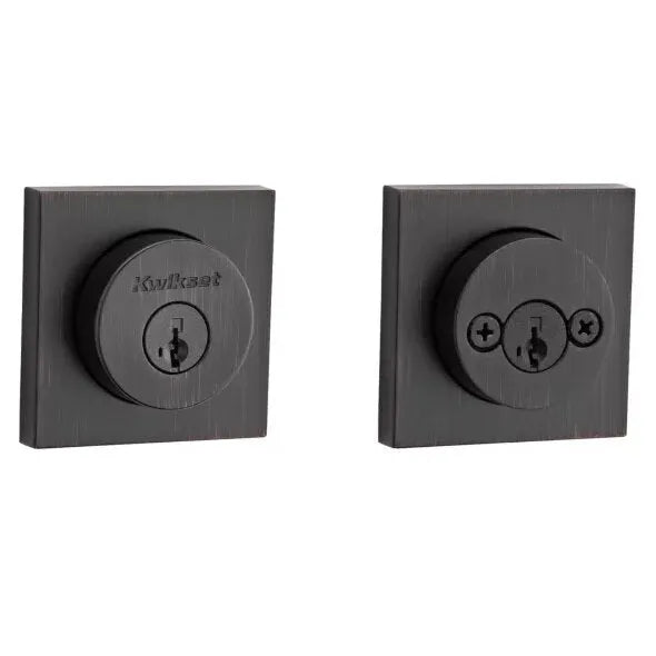 Kwikset Halifax Square Rosette Double Cylinder Deadbolt With SmartKey