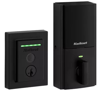 Kwikset Halo Touch Contemporary Fingerprint Deadbolt with Wifi and SmartKey Backup Matte Black