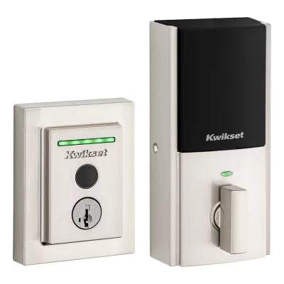 Kwikset Halo Touch Contemporary Fingerprint Deadbolt with Wifi and SmartKey Backup Satin Nickel