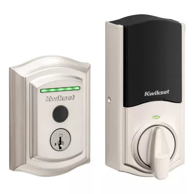 Kwikset Halo Touch Traditional Fingerprint Deadbolt with Wifi and SmartKey Backup Satin Nickel