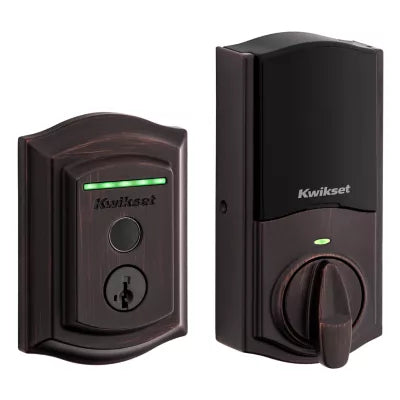 Kwikset Halo Touch Traditional Fingerprint Deadbolt with Wifi and SmartKey Backup Venetian Bronze