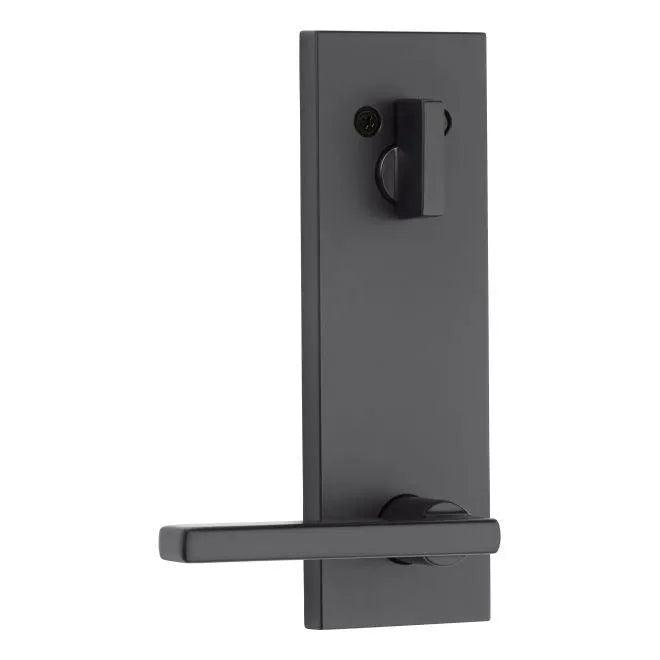 Kwikset Single Cylinder Interior Halifax Lever Trim With Square Full Escutcheon - Exterior Trim Sold Separately in Matte Black finish