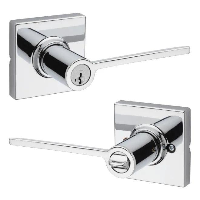 Kwikset Ladera Lever with Square Rosette Polished Chrome