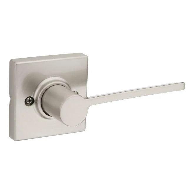 Kwikset Ladera Lever with Square Rosette Satin Nickel