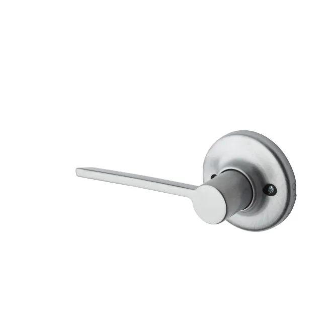 The Kwikset Left Hand Ladera Half Dummy Lever With Round Rosette in Satin Chrome finish