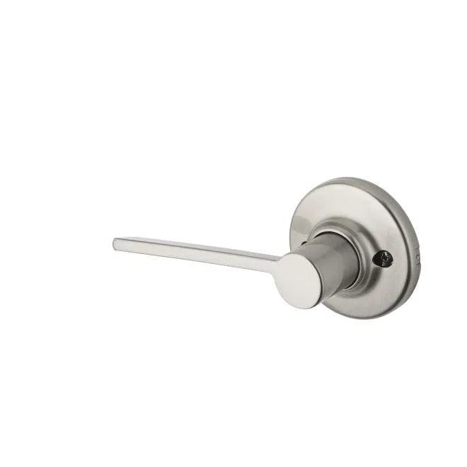 The Kwikset Left Hand Ladera Half Dummy Lever With Round Rosette in Satin Nickel finish