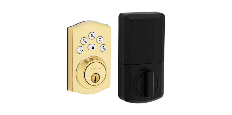 Kwikset Powerbolt 240 Traditional Keypad Electronic Lock in Lifetime Polished Brass finish