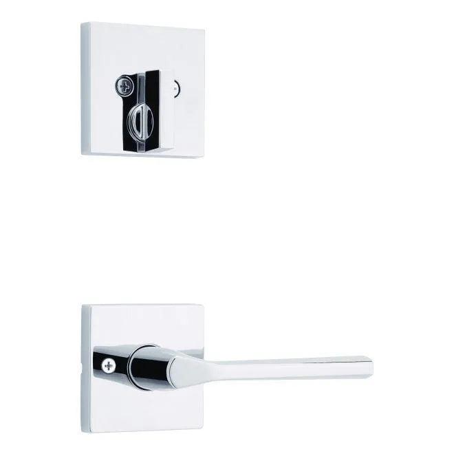 Kwikset Lisbon Lever and Deadbolt Interior Pack with Square Rosette - Exterior Trim Sold Separately Polished Chrome