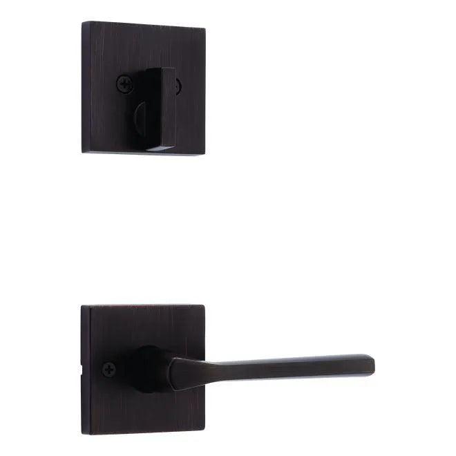 Kwikset Lisbon Lever and Deadbolt Interior Pack with Square Rosette - Exterior Trim Sold Separately Venetian Bronze