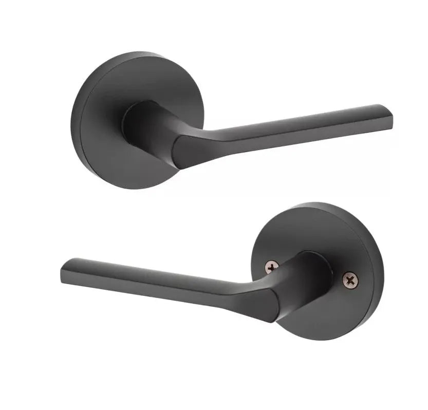 Kwikset Lisbon Lever with Round Rosette Matte Black