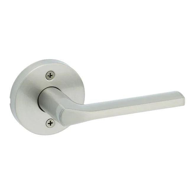 Kwikset Lisbon Lever with Round Rosette Satin Nickel
