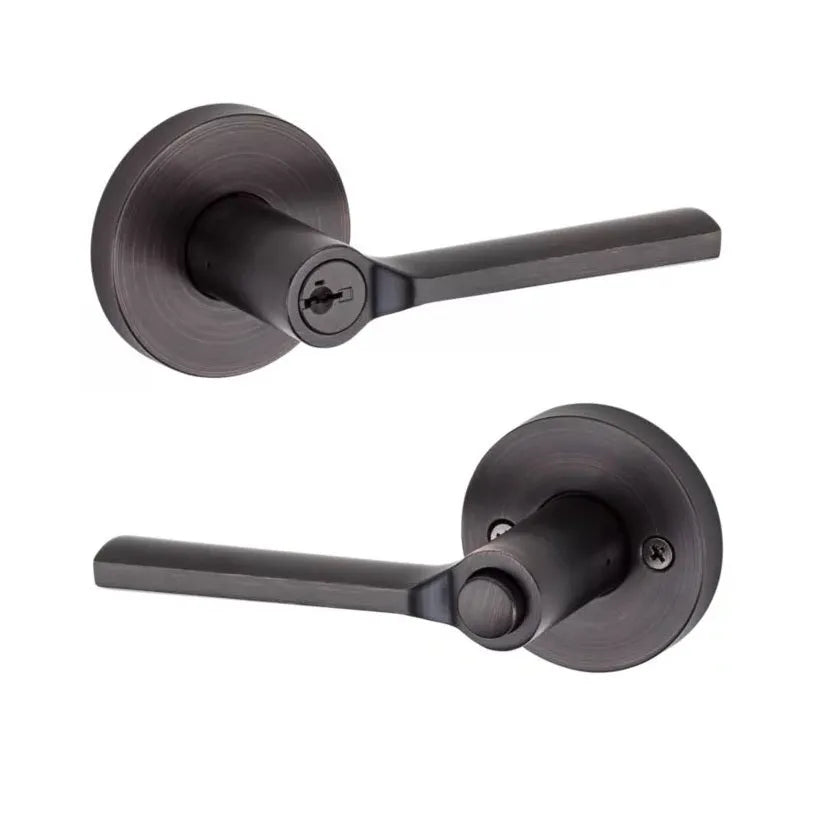 Kwikset Lisbon Lever with Round Rosette Venetian Bronze