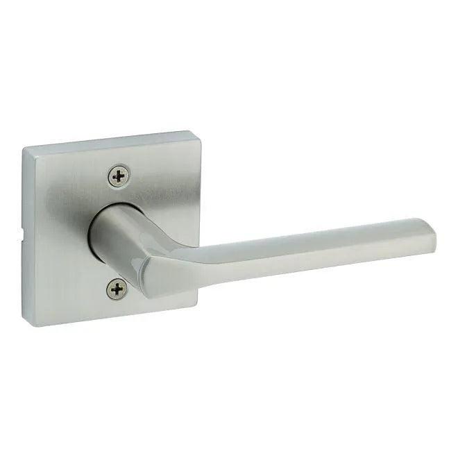 Kwikset Lisbon Lever With Square Rosette Half Dummy in Satin Nickel finish