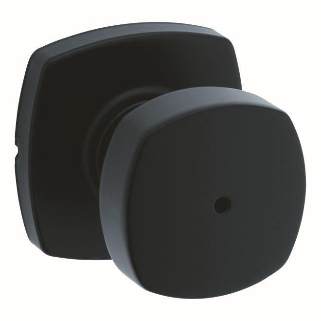 Kwikset Arroyo Privacy Door Knob With Midtown Rosette in Matte Black finish