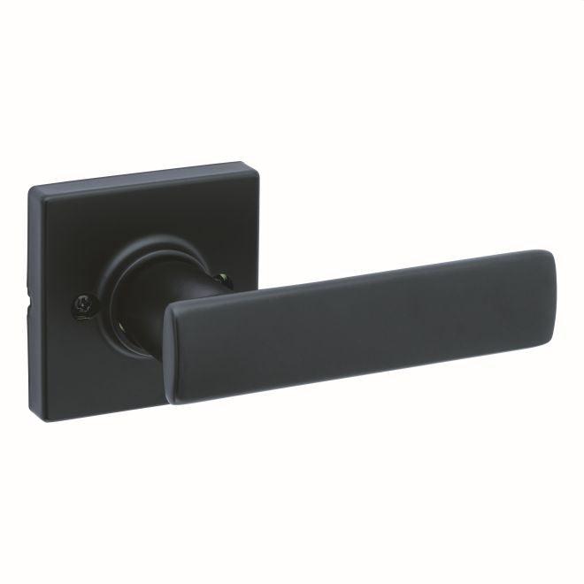 Kwikset Breton Lever Half Dummy With Square Rosette in Matte Black finish