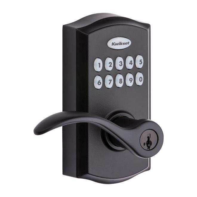 Kwikset Commercial Grade Electronic Smartcode Pembroke Lever Lock With SmartKey in Matte Black finish