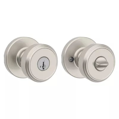 Kwikset Maven Knob with Round Rosette Satin Nickel