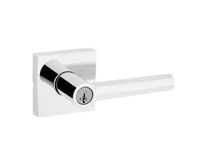 Kwikset Milan Lever with Square Rosette in Polished Chrome finish