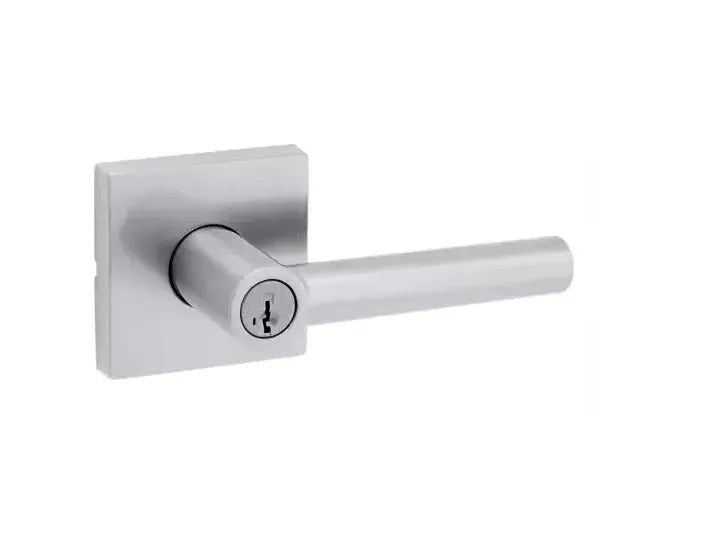 Kwikset Milan Lever with Square Rosette in Satin Chrome finish