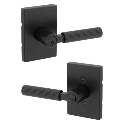 Kwikset Mirada Lever with Rectangle Rosette Matte Black