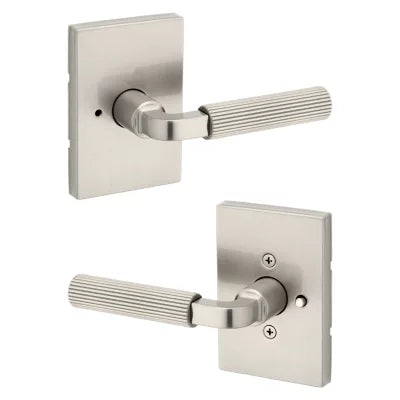 Kwikset Mirada Lever with Rectangle Rosette Satin Nickel