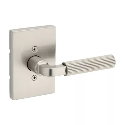 Kwikset Mirada Lever with Rectangle Rosette Satin Nickel