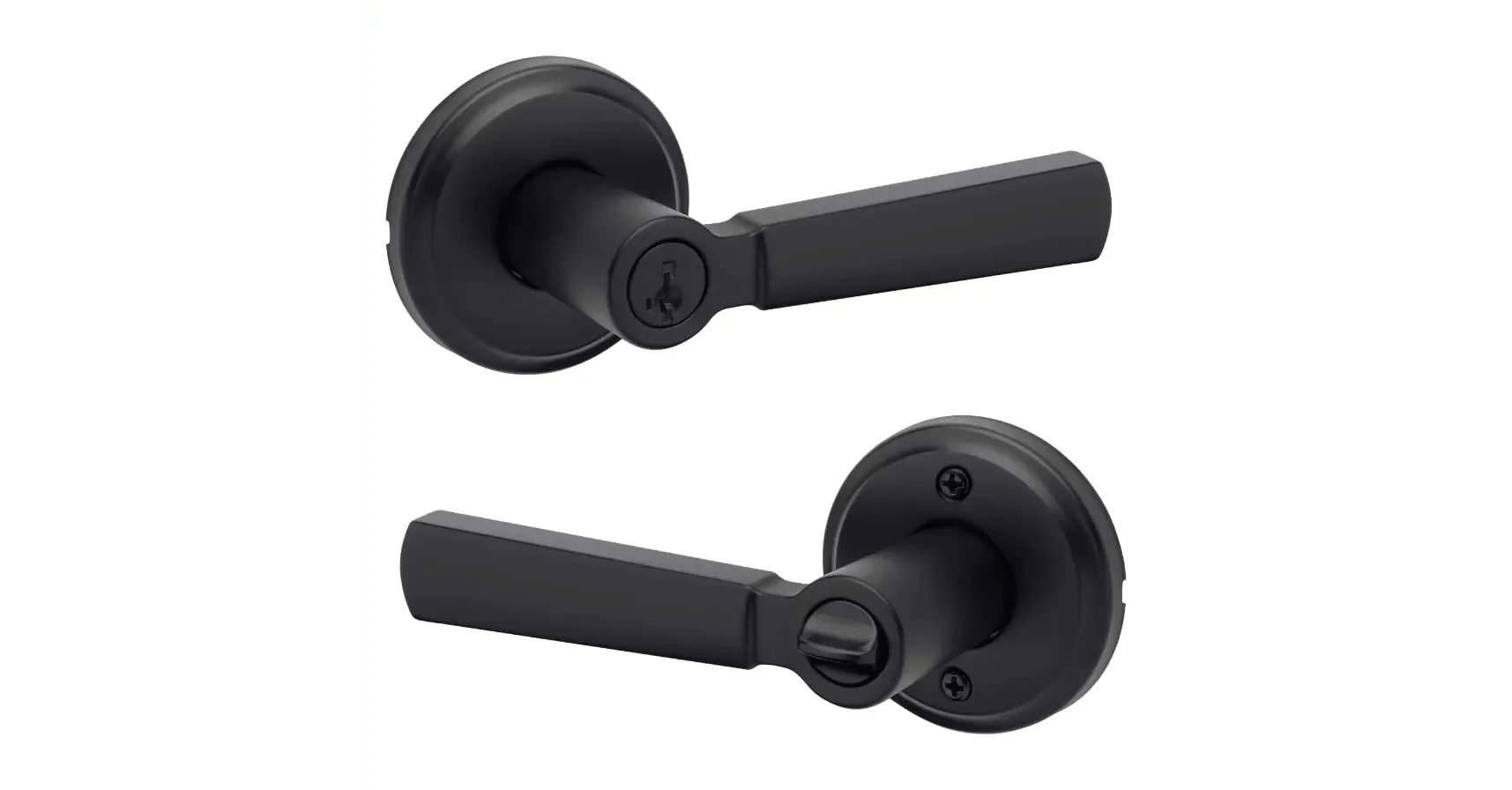 Kwikset Perth Keyed Entry Lever with SmartKey in Matte Black finish