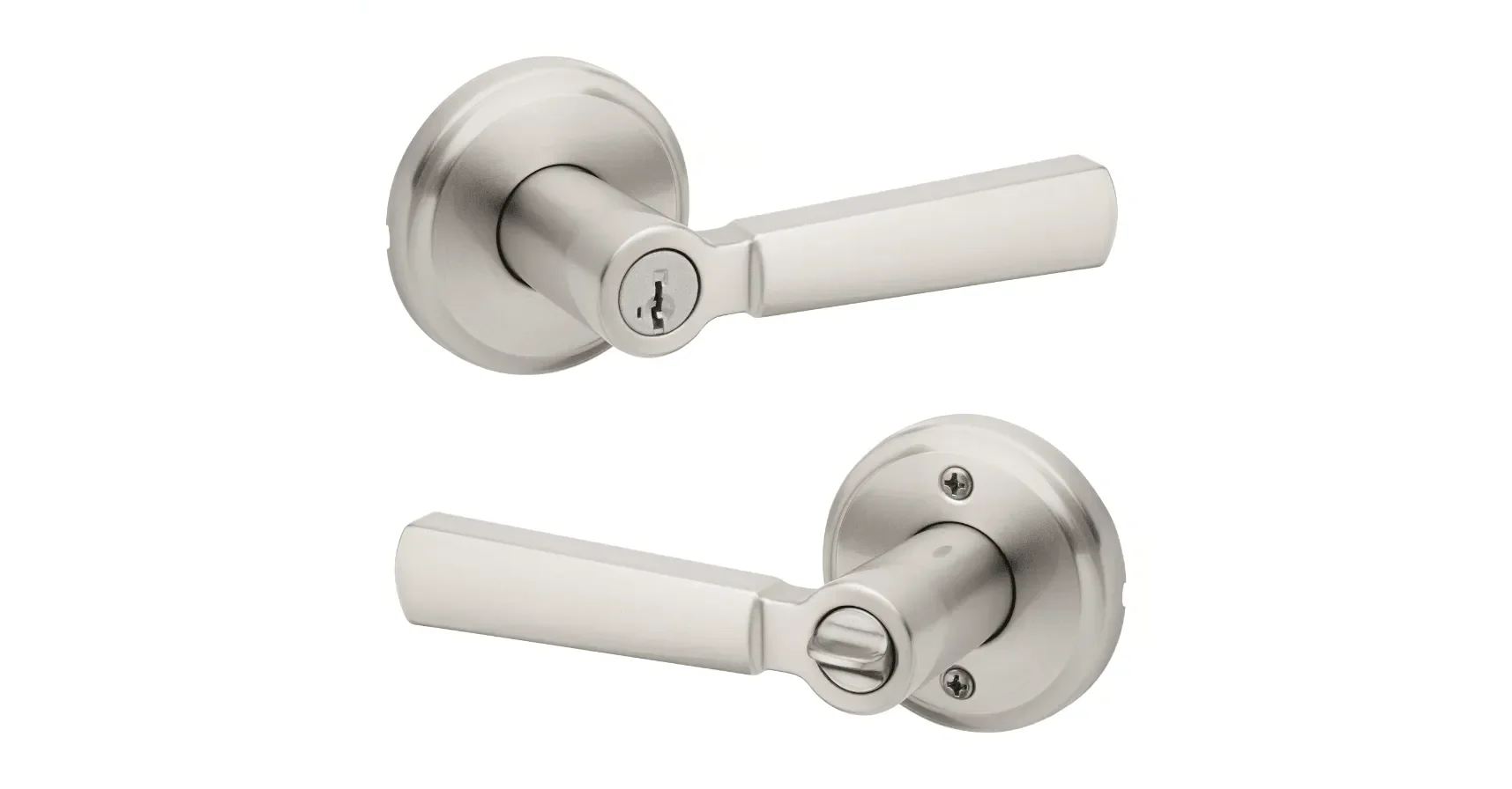 Kwikset Perth Keyed Entry Lever with SmartKey in Satin Nickel finish