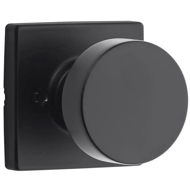 Kwikset Pismo Knob Half Dummy With Square Rosette in Matte Black finish