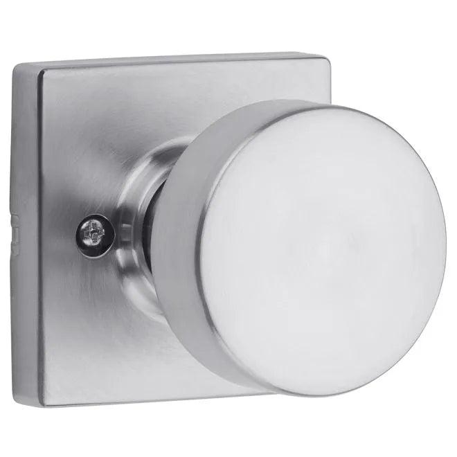 Kwikset Pismo Knob Half Dummy With Square Rosette in Satin Chrome finish