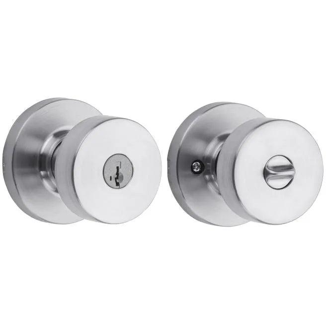 Kwikset Pismo Knob with Round Rosette Satin Chrome