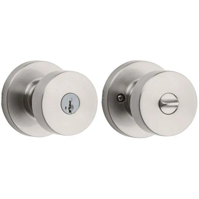 Kwikset Pismo Knob with Round Rosette Satin Nickel