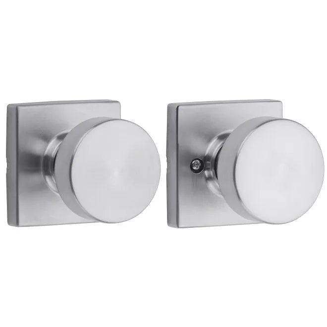 Kwikset Pismo Knob with Square Rosette Satin Chrome