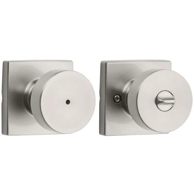 Kwikset Pismo Knob with Square Rosette Satin Nickel