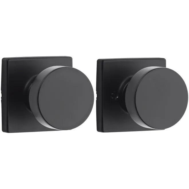 Kwikset Pismo Passage Knob With Square Rosette in Matte Black finish