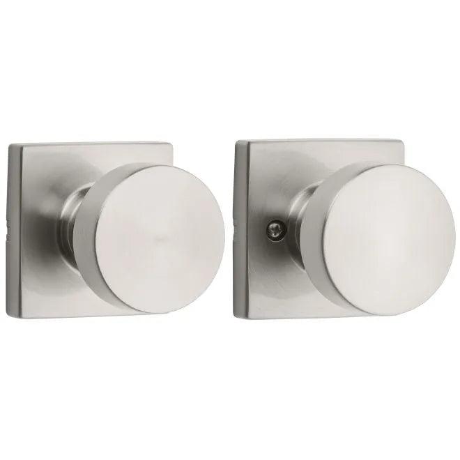 Kwikset Pismo Passage Knob With Square Rosette in Satin Nickel finish