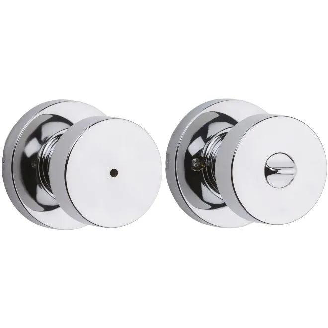 Kwikset Pismo Privacy Door Knob With Round Rosette in Polished Chrome finish