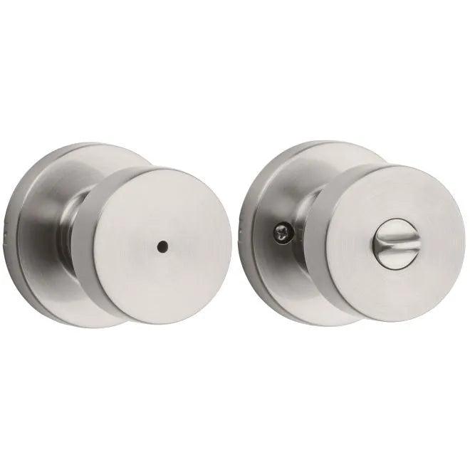 Kwikset Pismo Privacy Door Knob With Round Rosette in Satin Nickel finish