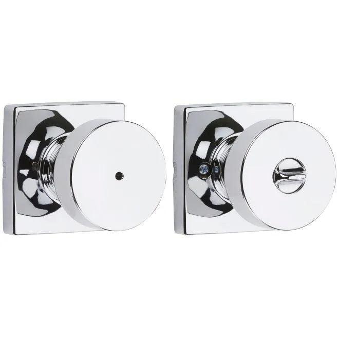 Kwikset Pismo Privacy Door Knob With Square Rosette in Polished Chrome finish
