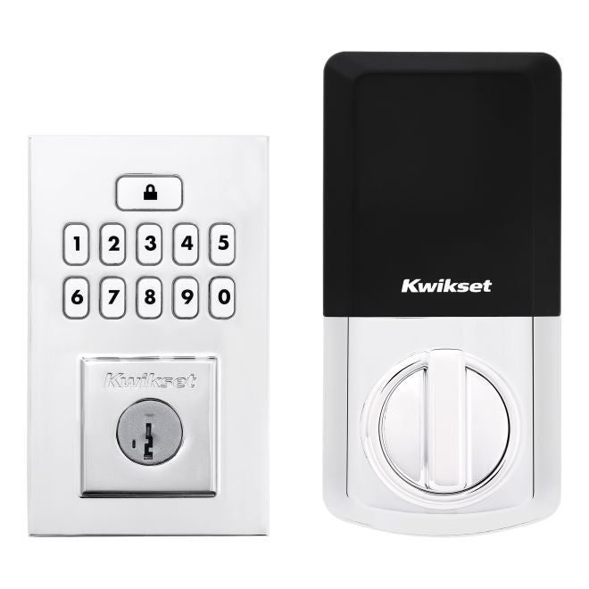 Kwikset Contemporary SmartCode Keypad Electronic Deadbolt SmartKey in Polished Chrome finish