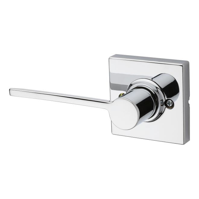 Kwikset Left Hand Ladera Half Dummy Lever With Square Rosette in Polished Chrome finish