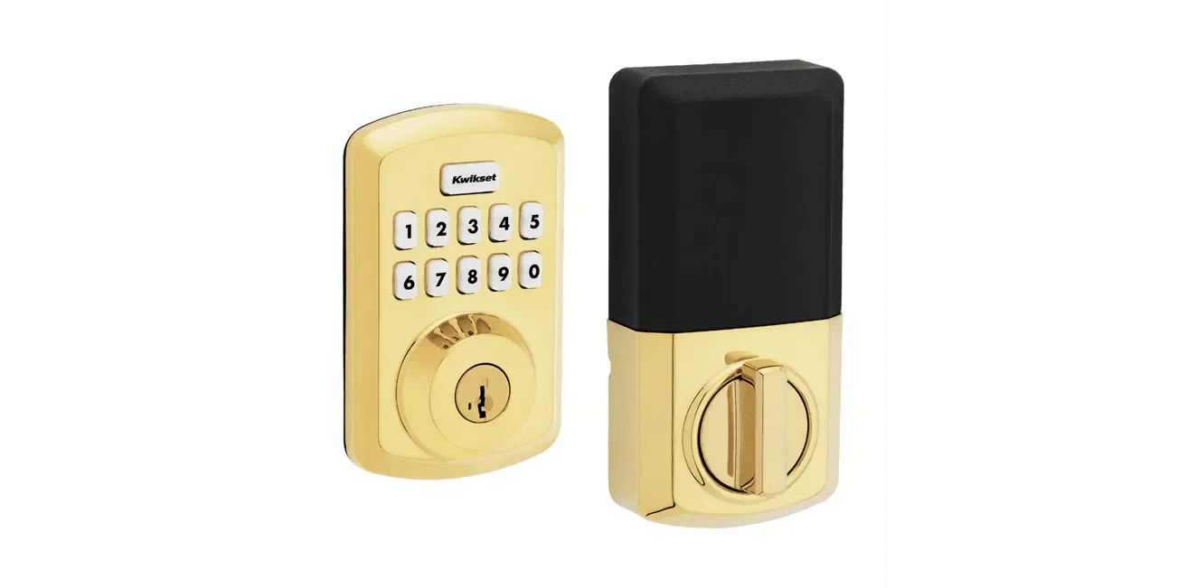 Kwikset Powerbolt 250 Transitional Keypad Electronic Lock with SmartKey Lifetime Polished Brass