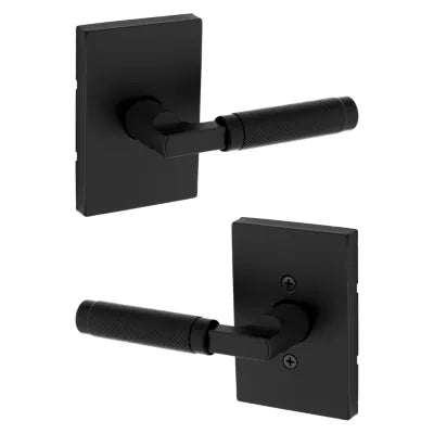 Kwikset Prava Lever with Rectangle Rosette Matte Black