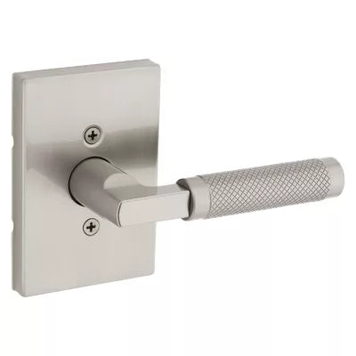 Kwikset Prava Lever with Rectangle Rosette Satin Nickel